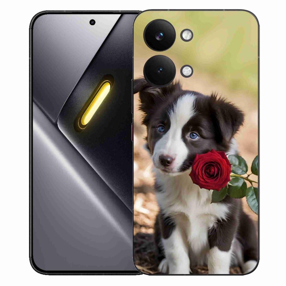 Gél borítás mmCase a Xiaomi Poco X8 Pro Max számára - aranyos border collie rózsával