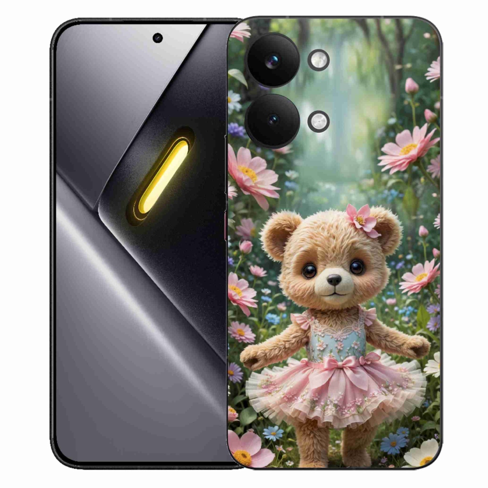 Gél borítás mmCase a Xiaomi Poco X8 Pro Max számára - aranyos mackó virágokkal