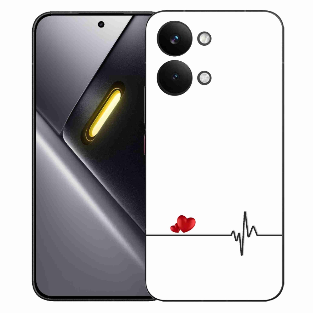 Gél borító mmCase a Xiaomi Poco X8 Pro Max készülékhez - szív és szívverés fehér háttérrel