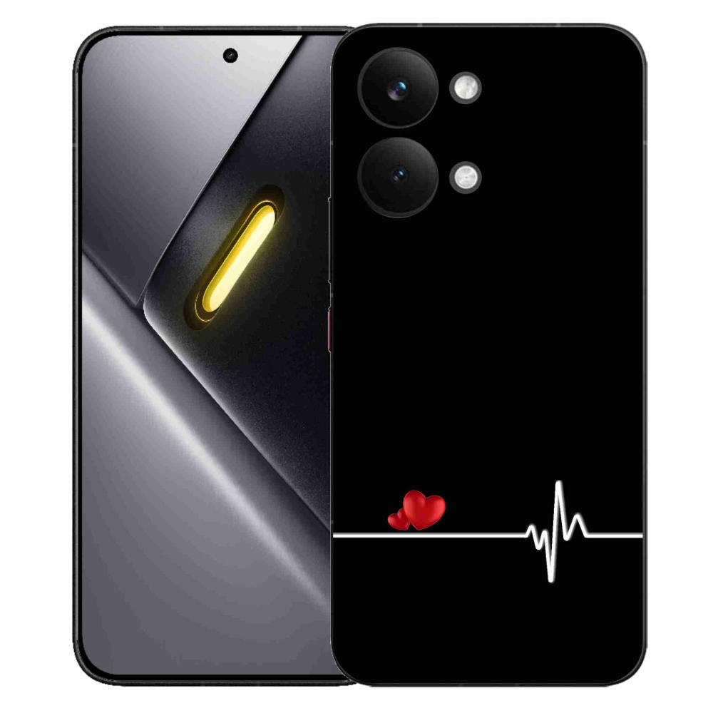 Gél borító mmCase a Xiaomi Poco X8 Pro Max számára - szív és szívverés fekete háttérrel