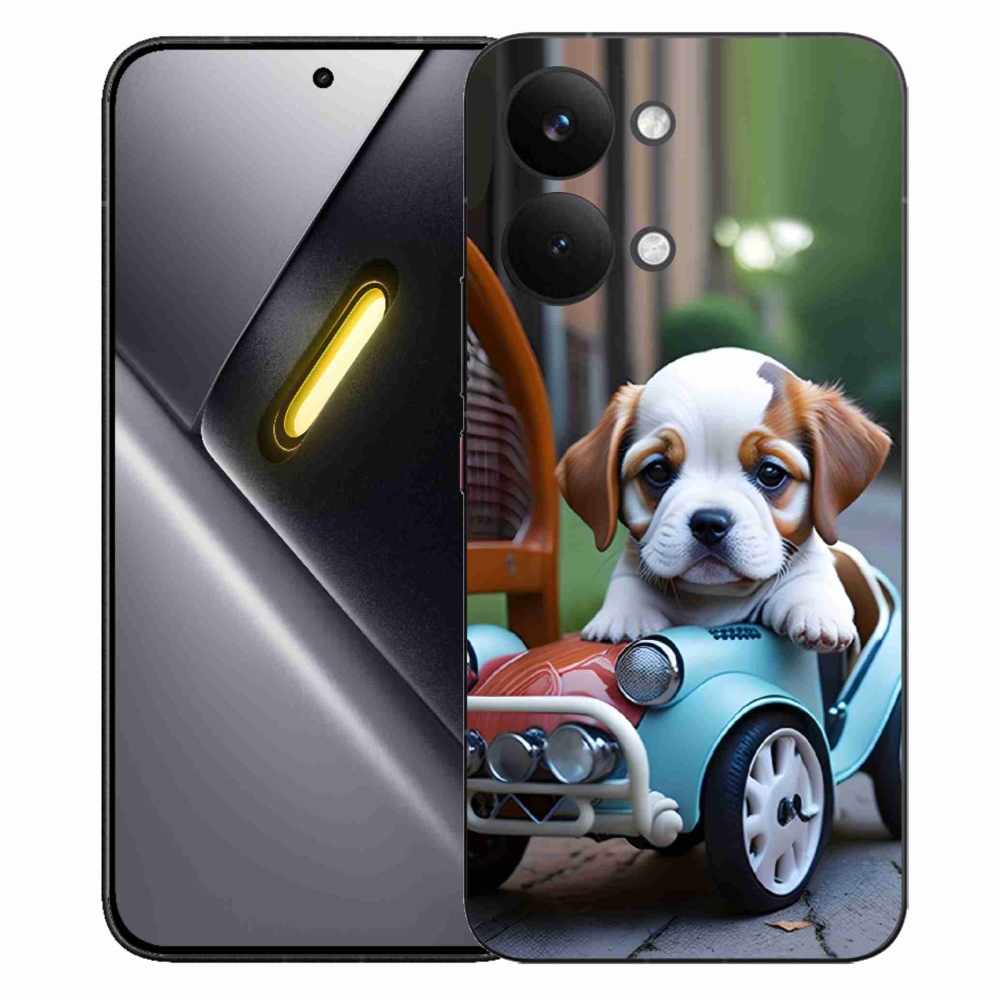 Gél borítás mmCase a Xiaomi Poco X8 Pro Max számára - kiskutya retro autóban