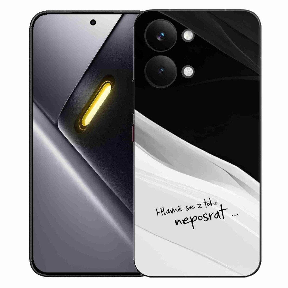 Gél borító mmCase a Xiaomi Poco X8 Pro Max számára - vicces szöveg 13 fekete és fehér háttérrel