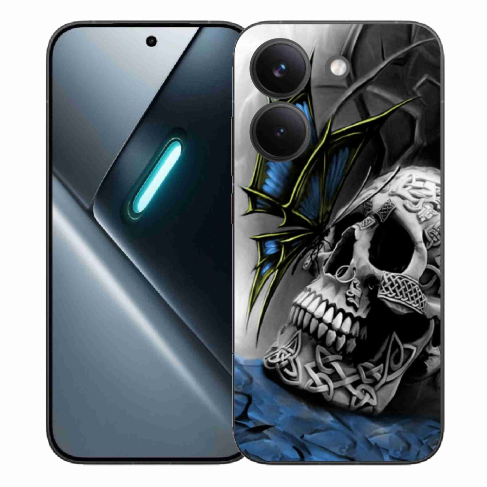 Gél borítás mmCase a Xiaomi Poco X8 Pro számára - pillangó és koponya