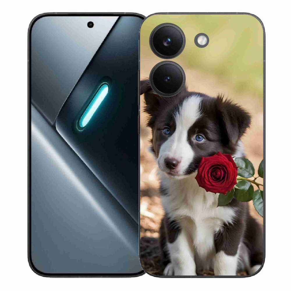 Gél borítás mmCase a Xiaomi Poco X8 Pro számára - aranyos border collie rózsával
