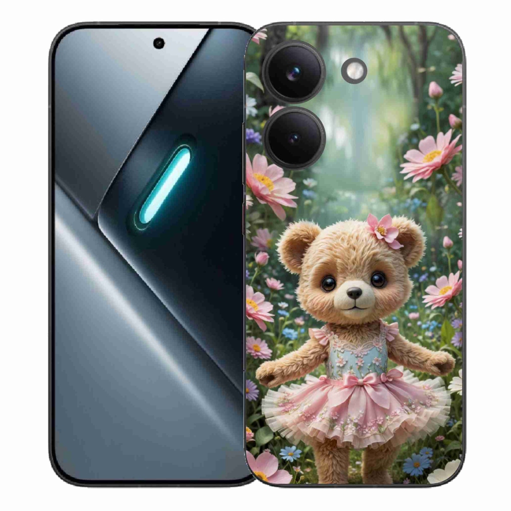 Gél borítás mmCase a Xiaomi Poco X8 Pro számára - aranyos mackó virágokkal