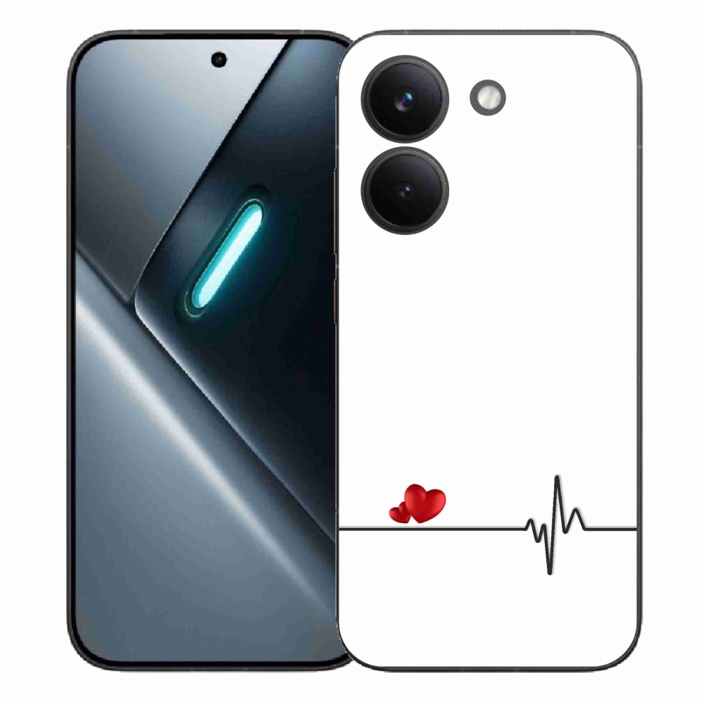 Gél borító mmCase a Xiaomi Poco X8 Pro számára - szív és szívverés fehér háttérrel