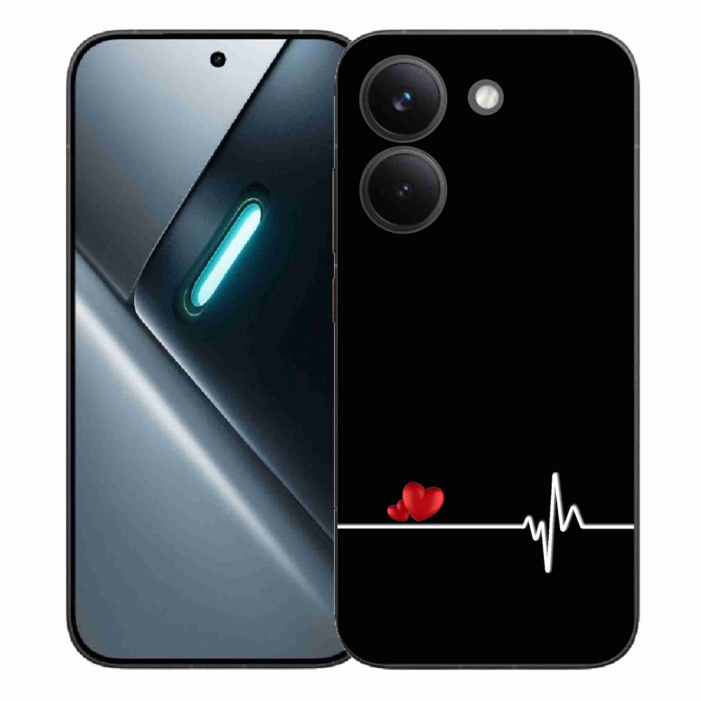 Gél borító mmCase a Xiaomi Poco X8 Pro számára - szív és szívverés fekete háttérrel