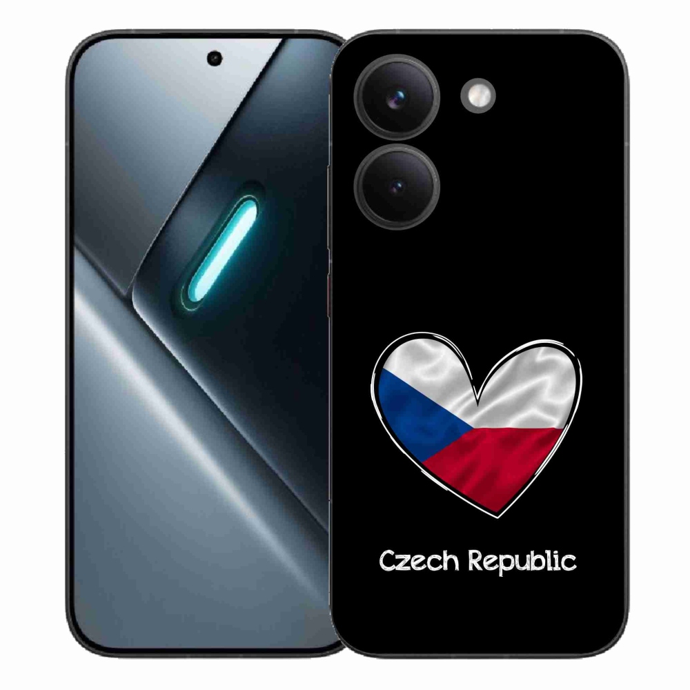 Gél borítás mmCase a Xiaomi Poco X8 Pro számára - zászlós szív fekete háttérrel