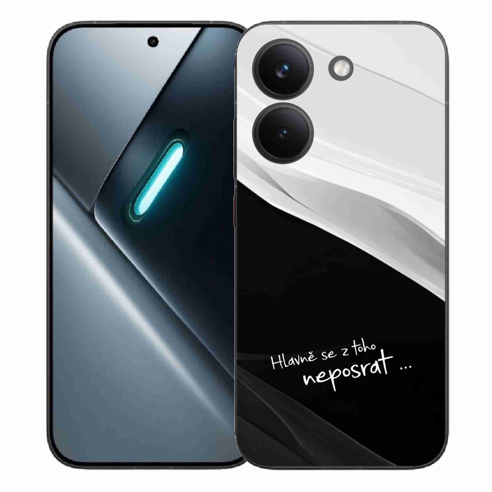 Gél borító mmCase a Xiaomi Poco X8 Pro számára - vicces szöveg 13 fekete és fehér háttérrel