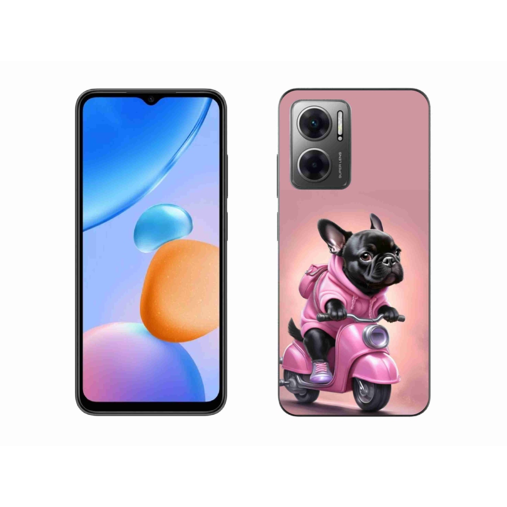 Gél borítás mmCase a Xiaomi Redmi 10 5G-hez - francia bulldog egy robogón