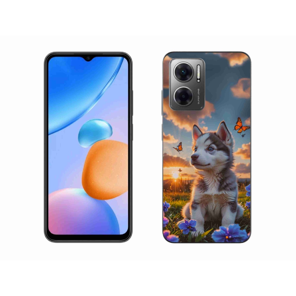 Gél borítás mmCase a Xiaomi Redmi 10 5G-hez - husky a naplementében