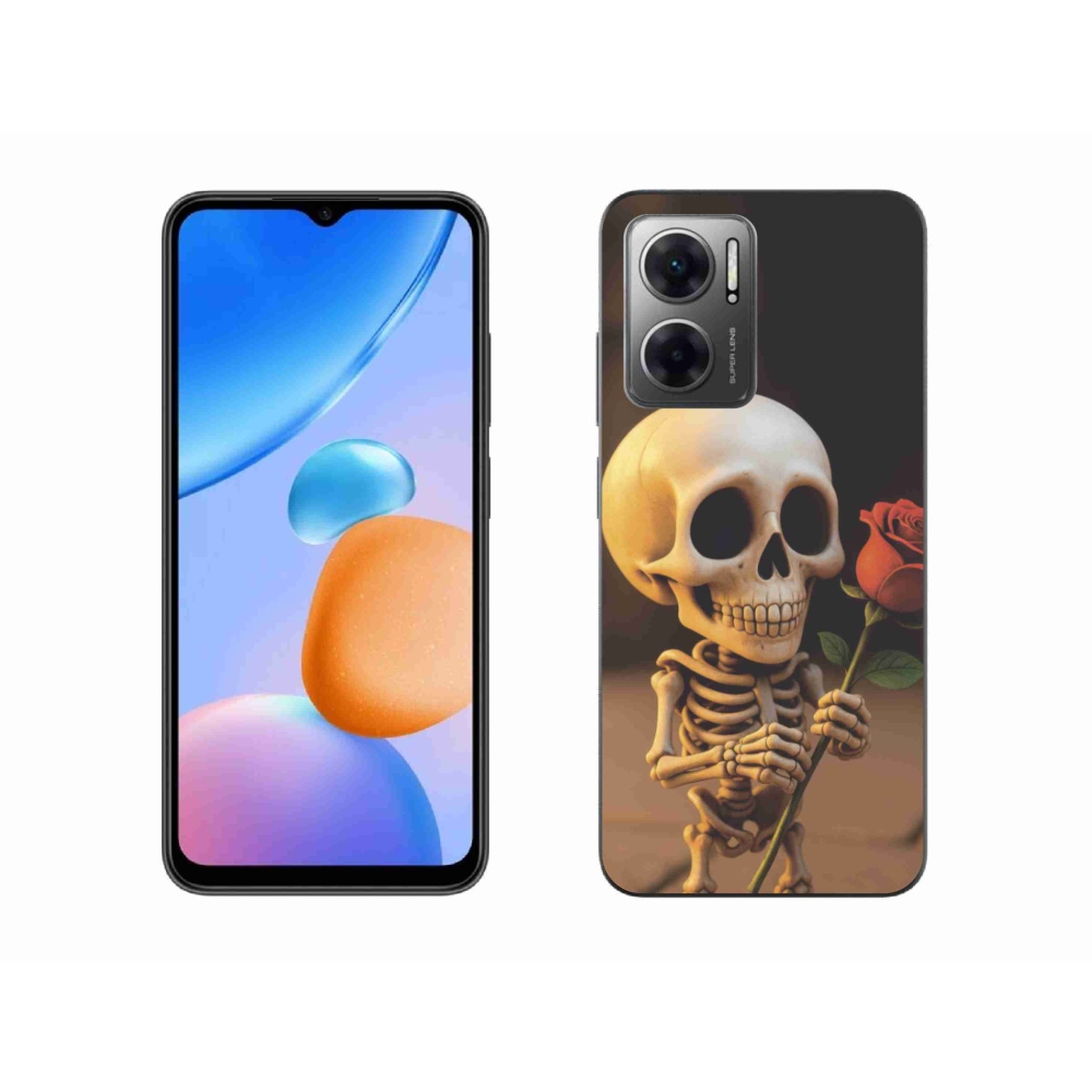 Gél borító mmCase a Xiaomi Redmi 10 5G-hez - csontváz rózsával