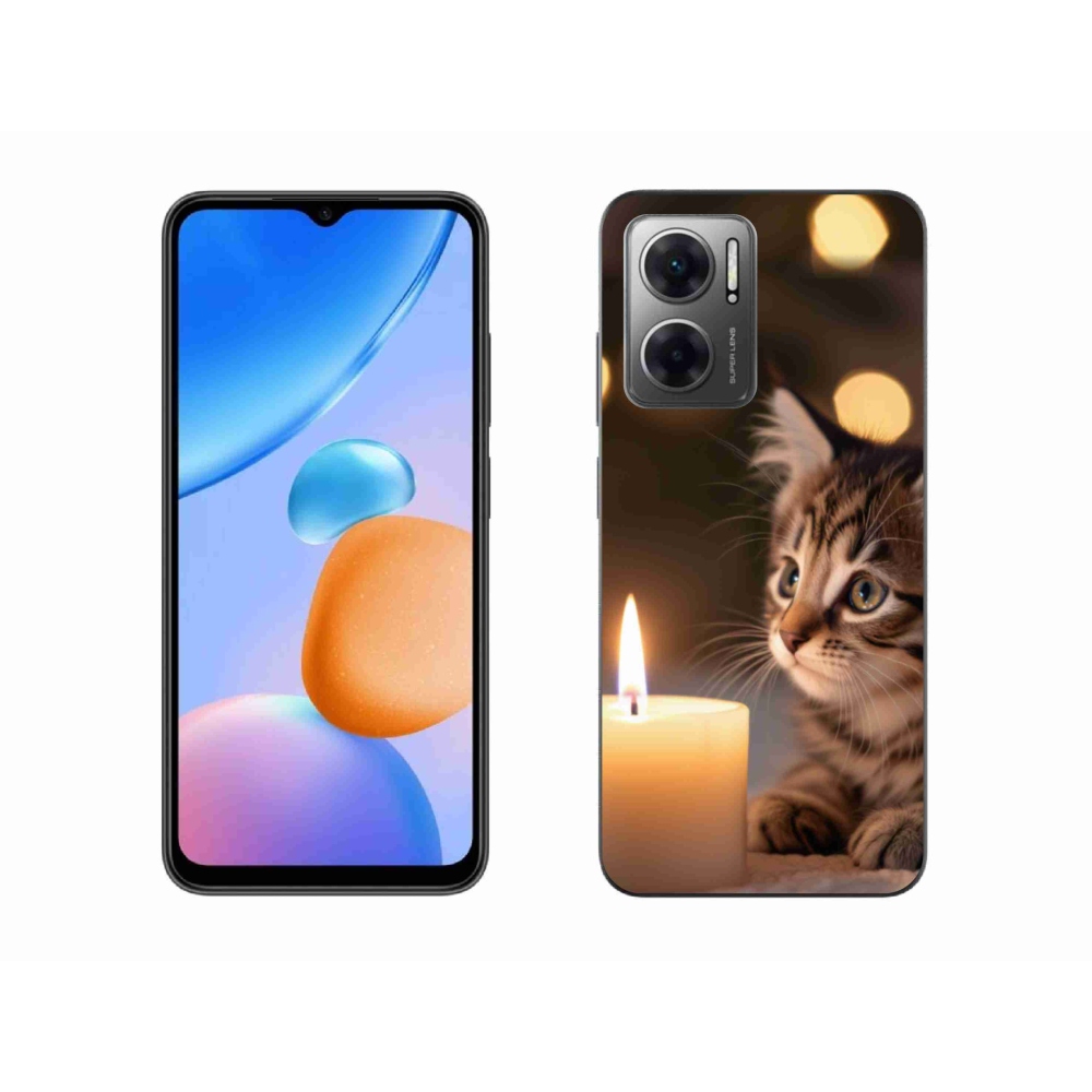 Gél borító mmCase a Xiaomi Redmi 10 5G-hez - cica és gyertya