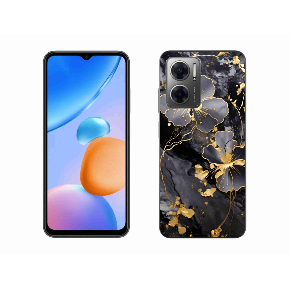 Gél borító mmCase a Xiaomi Redmi 10 5G-hez - arany virágok