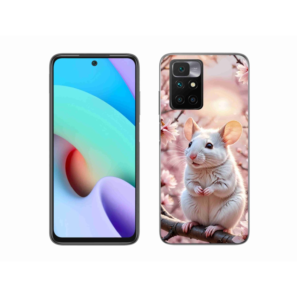 Gél borítás mmCase a Xiaomi Redmi 10/Redmi 10 (2022) - fehér egér az ágon