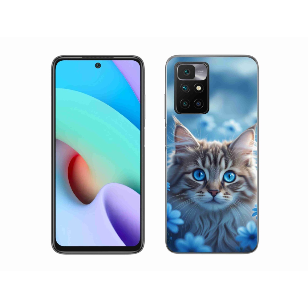 Zselés borítás mmCase a Xiaomi Redmi 10/Redmi 10 (2022) - kék virágos cica