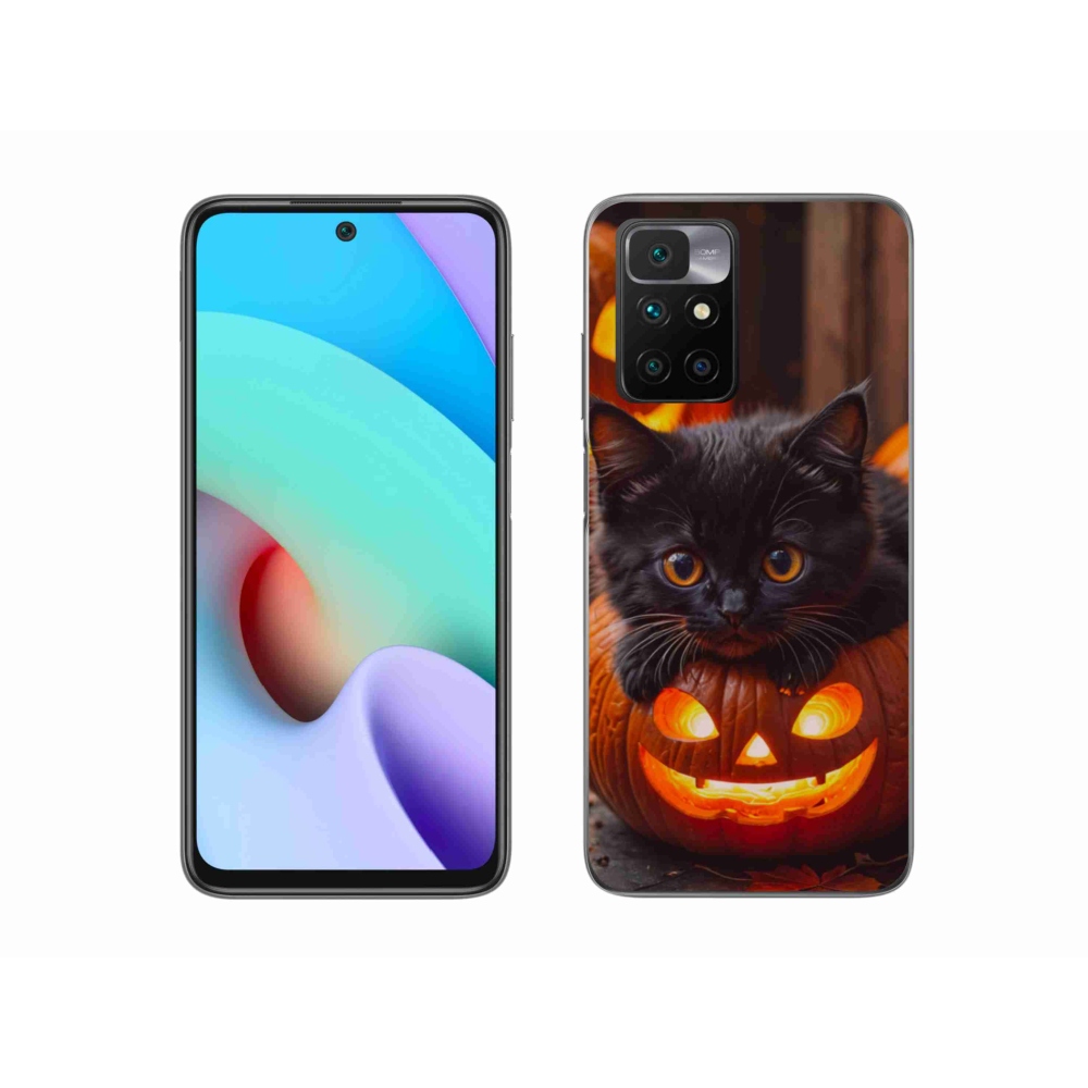 Gél borítás mmCase a Xiaomi Redmi 10/Redmi 10 (2022) - cica és tök - számára