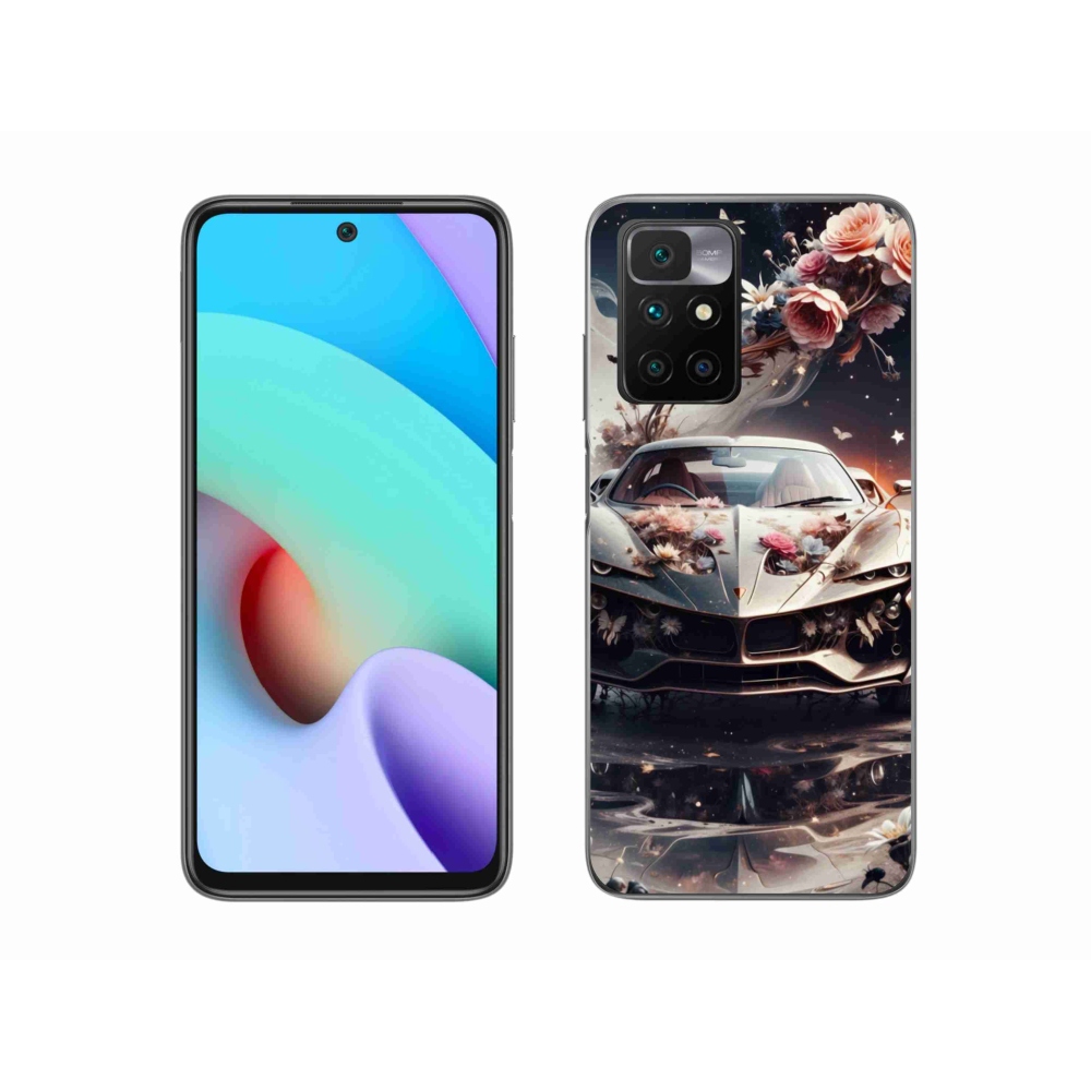Gél borítás mmCase a Xiaomi Redmi 10/Redmi 10 (2022) - virágos sportkocsihoz