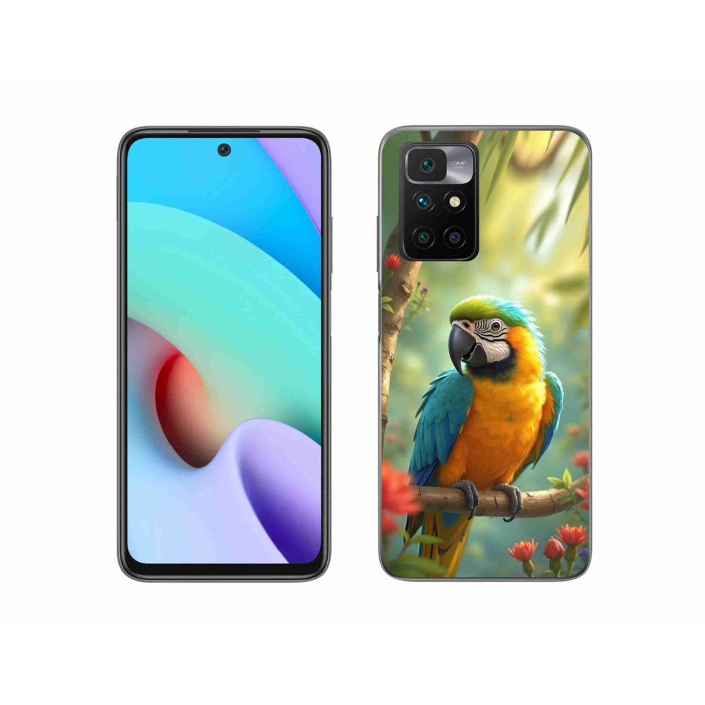 Zselés borítás mmCase a Xiaomi Redmi 10/Redmi 10 (2022) - papagáj ara kék és sárga