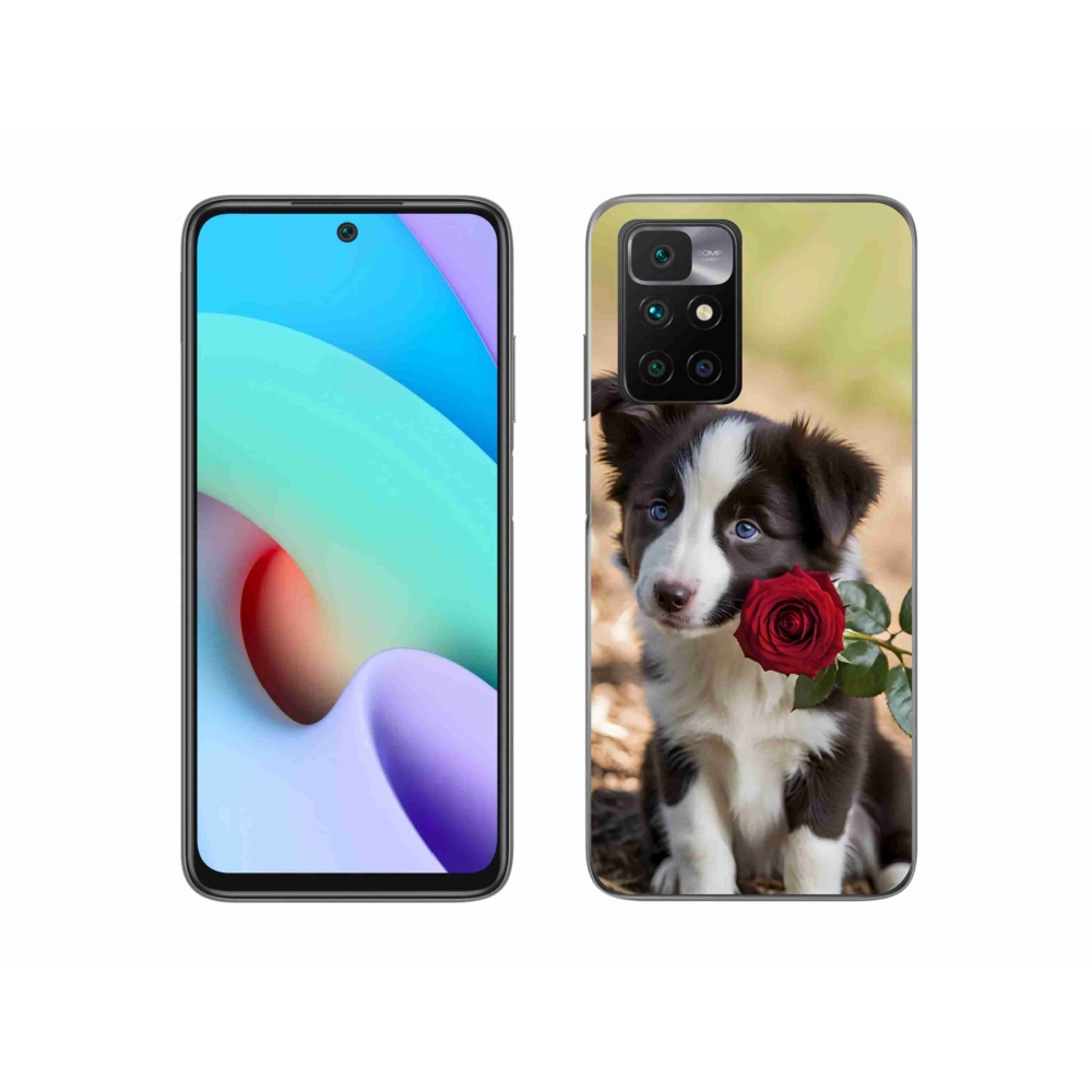 Gél borítás mmCase a Xiaomi Redmi 10/Redmi 10 (2022) - aranyos border collie rózsával