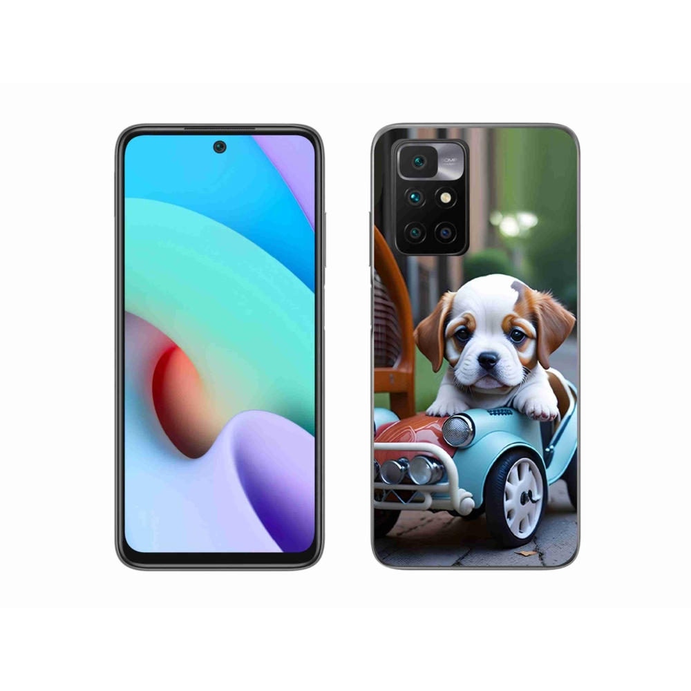 Gél borítás mmCase a Xiaomi Redmi 10/Redmi 10 (2022) - kiskutya retro autóban