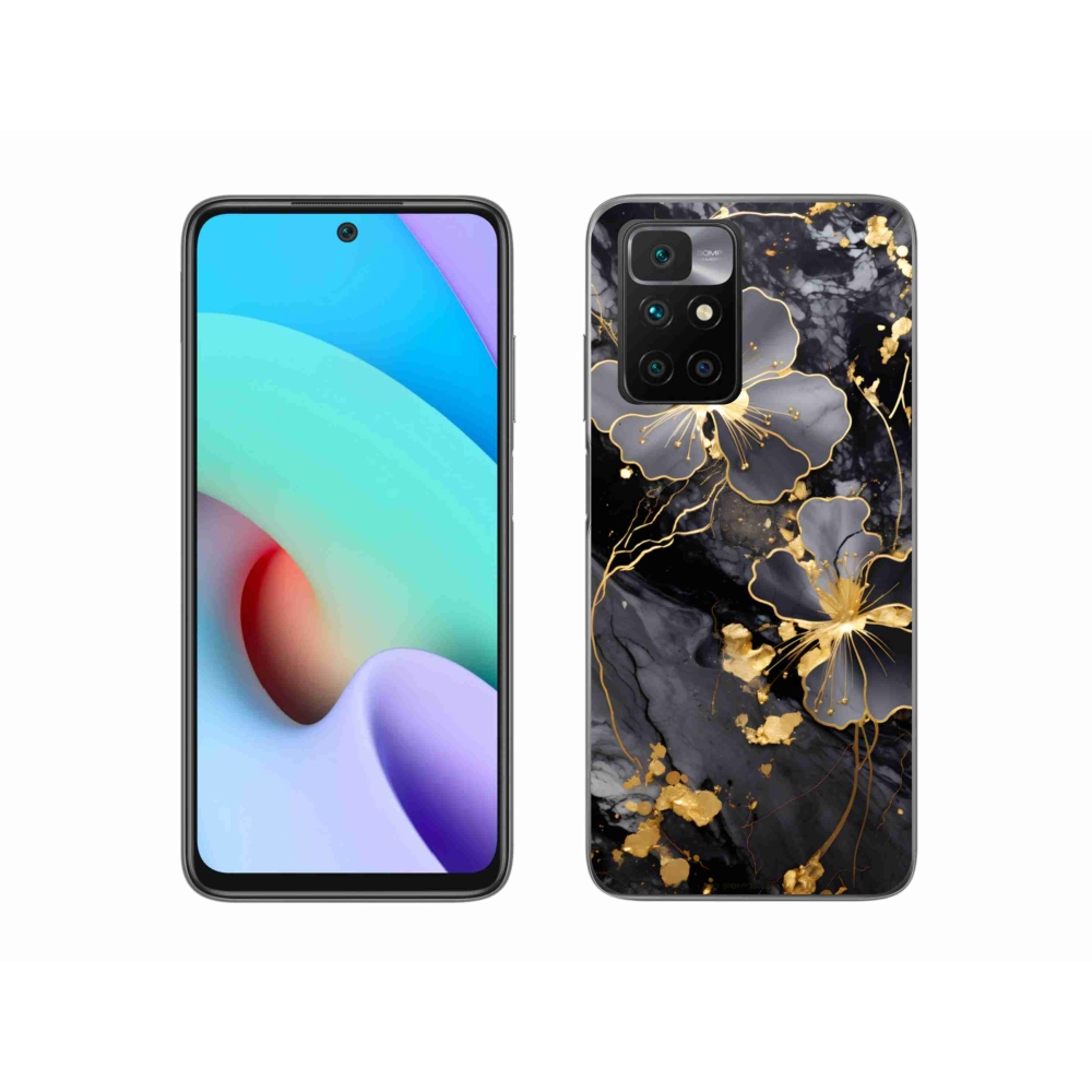 Zselés borítás mmCase a Xiaomi Redmi 10/Redmi 10 (2022) - arany virágokhoz