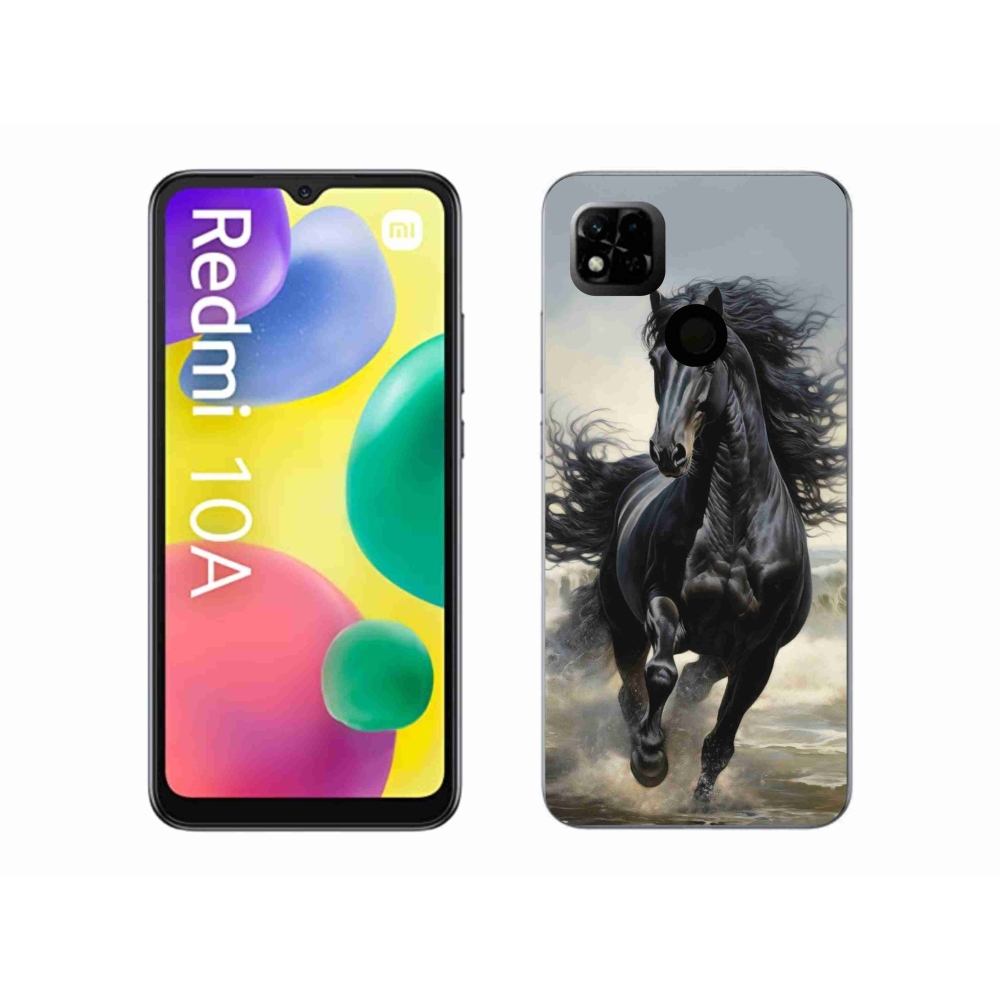 Gél borító mmCase a Xiaomi Redmi 10A - futó fekete lóhoz