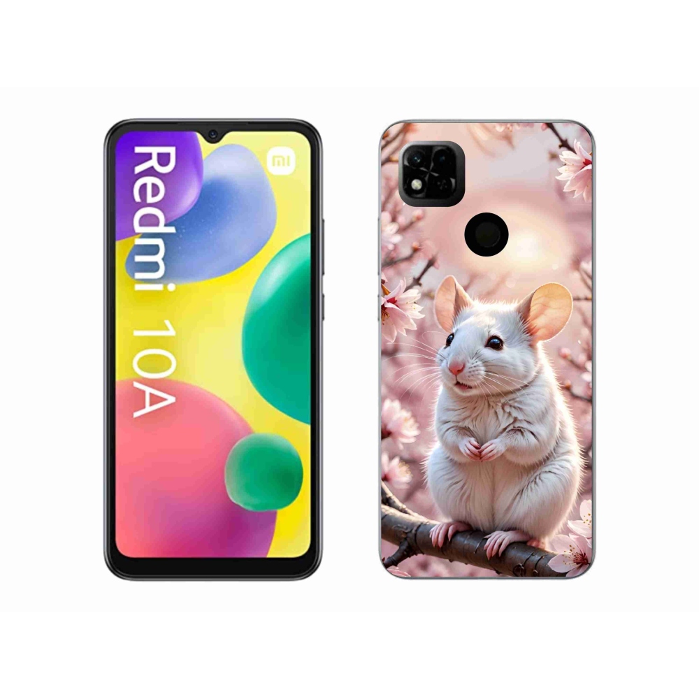 Gél borító mmCase a Xiaomi Redmi 10A számára - fehér egér az ágon