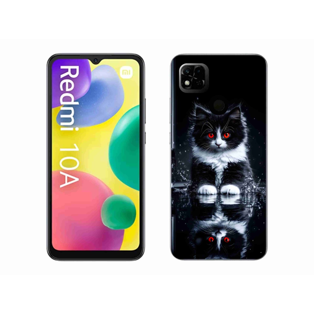 Gél borítás mmCase a Xiaomi Redmi 10A számára - fekete és fehér cica