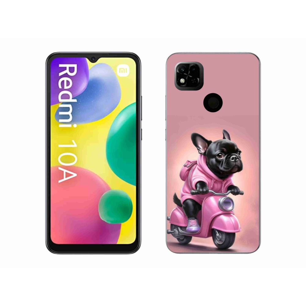 Gél borítás mmCase a Xiaomi Redmi 10A számára - francia bulldog egy robogón