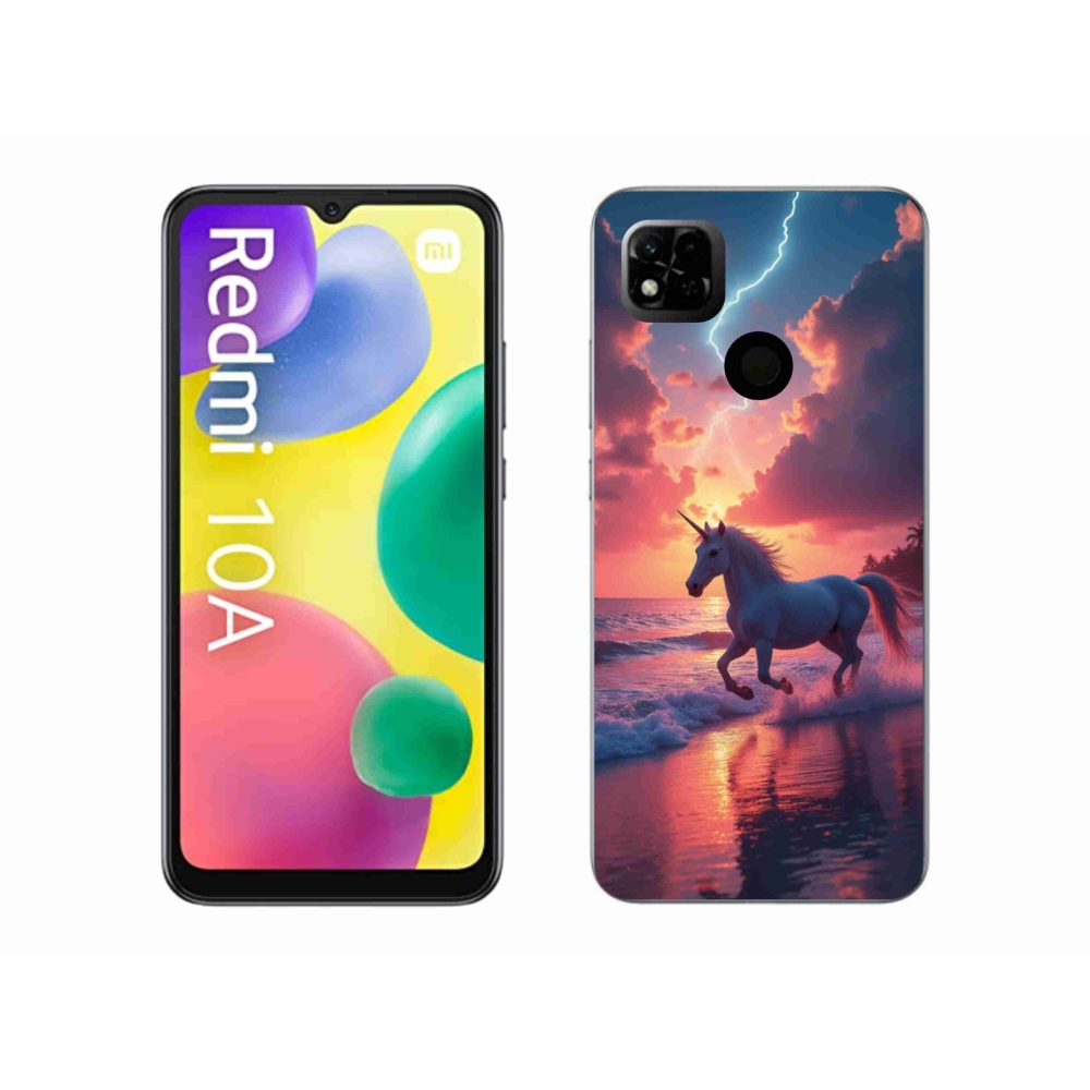 Gél borítás mmCase a Xiaomi Redmi 10A számára - egyszarvú a tengerparton