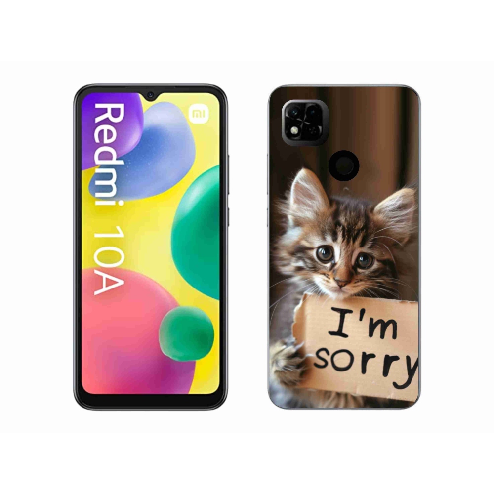 Gél borítás mmCase a Xiaomi Redmi 10A számára - macska bocsánatkérése