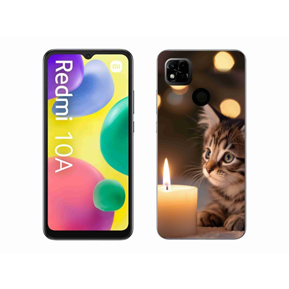Gél borító mmCase a Xiaomi Redmi 10A számára - cica és gyertya