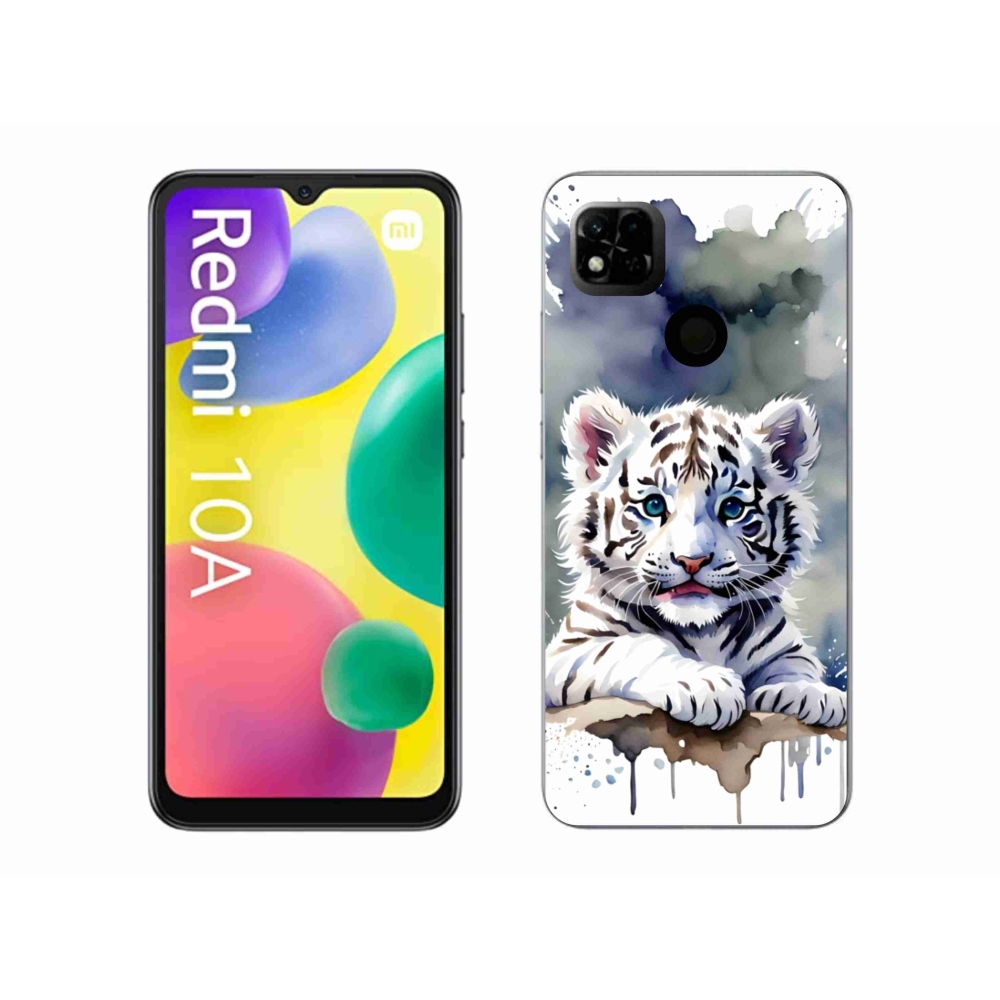 Gél borítás mmCase a Xiaomi Redmi 10A számára - fehér tigriskölyök