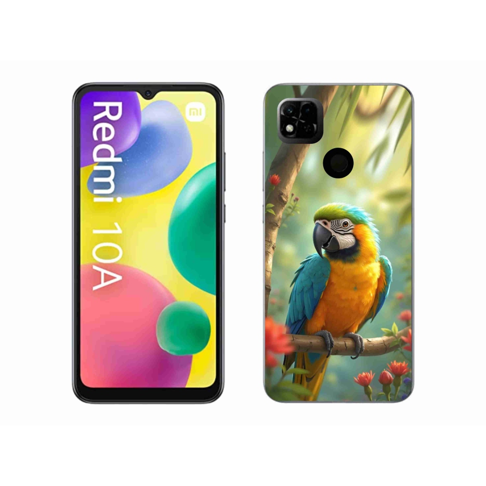 Gél borítás mmCase a Xiaomi Redmi 10A - papagáj ara kék és sárga