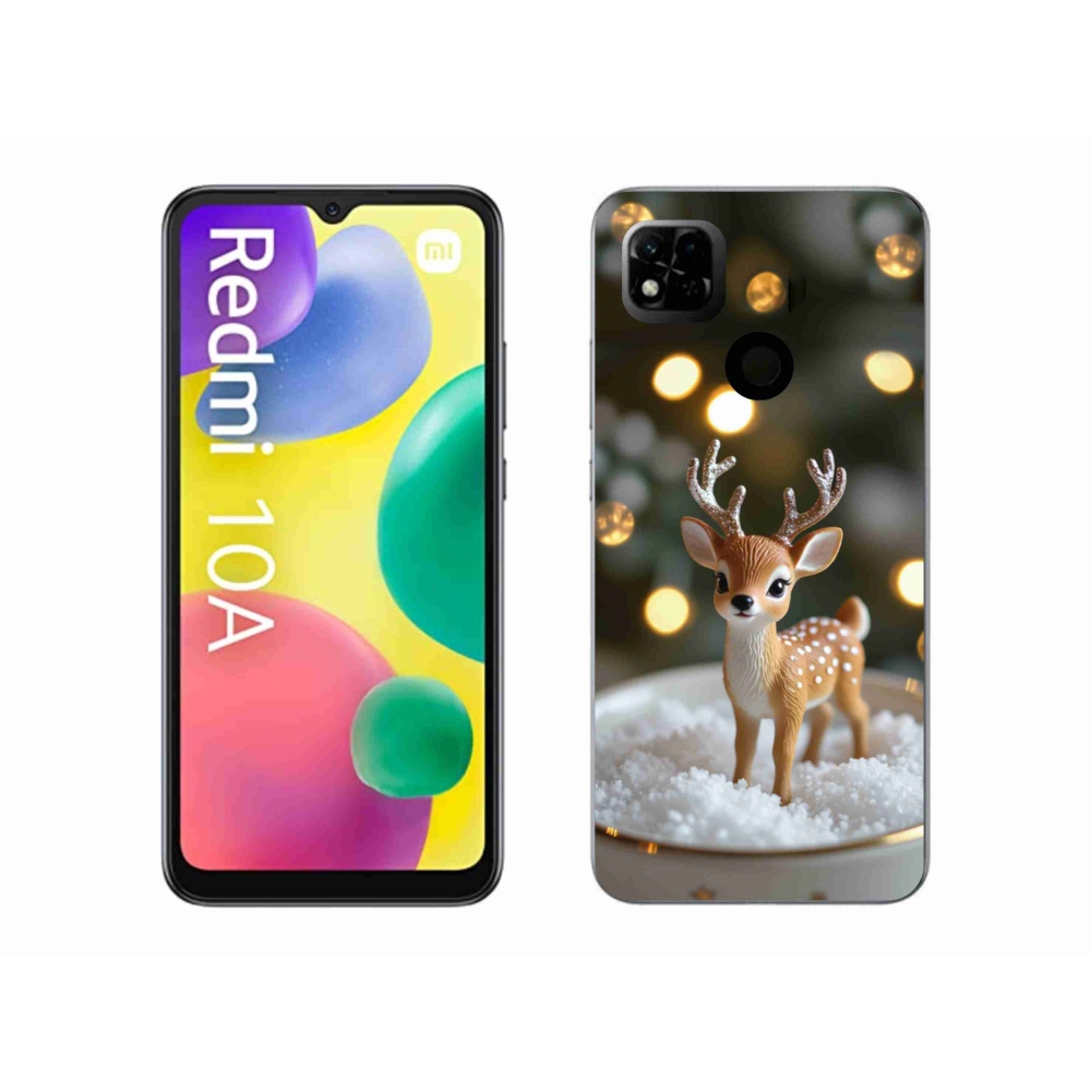 Gél borító mmCase a Xiaomi Redmi 10A számára - aranyos karácsonyi szarvasok