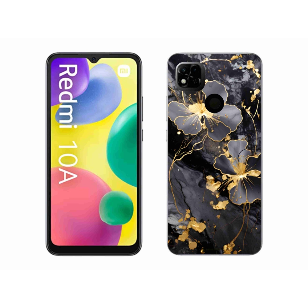Gél borítás mmCase a Xiaomi Redmi 10A számára - arany virágok