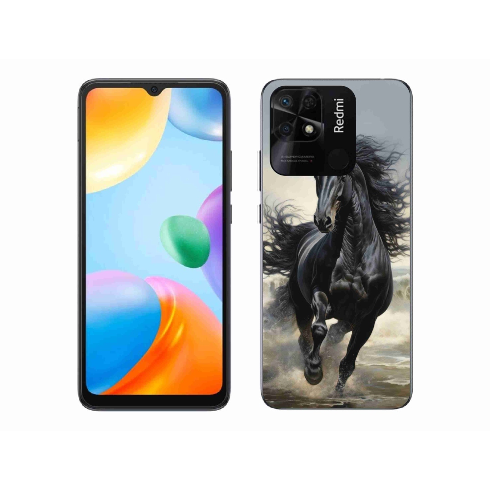 Gél borítás mmCase a Xiaomi Redmi 10C-hez - fekete ló futás