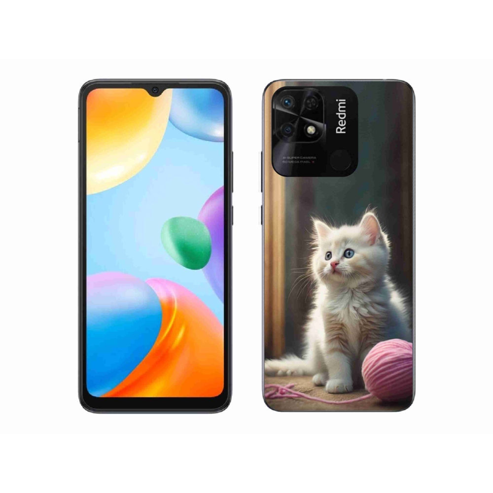 Gél borítás mmCase a Xiaomi Redmi 10C-hez - fehér cica 2