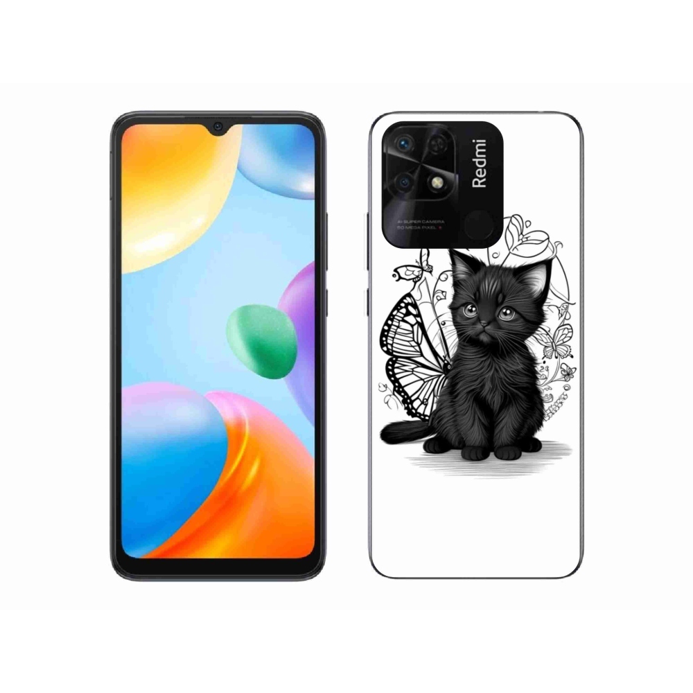 Gél borítás mmCase a Xiaomi Redmi 10C-hez - fekete cica