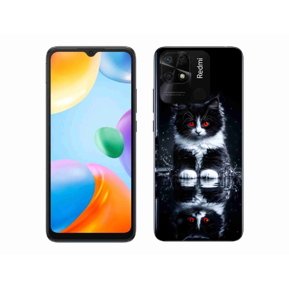 Gél borítás mmCase a Xiaomi Redmi 10C-hez - fekete és fehér cica