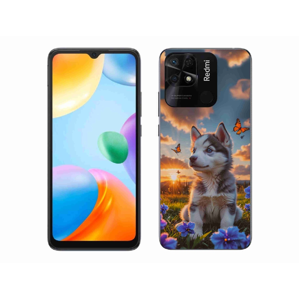 Gél borítás mmCase a Xiaomi Redmi 10C-hez - husky a naplementében