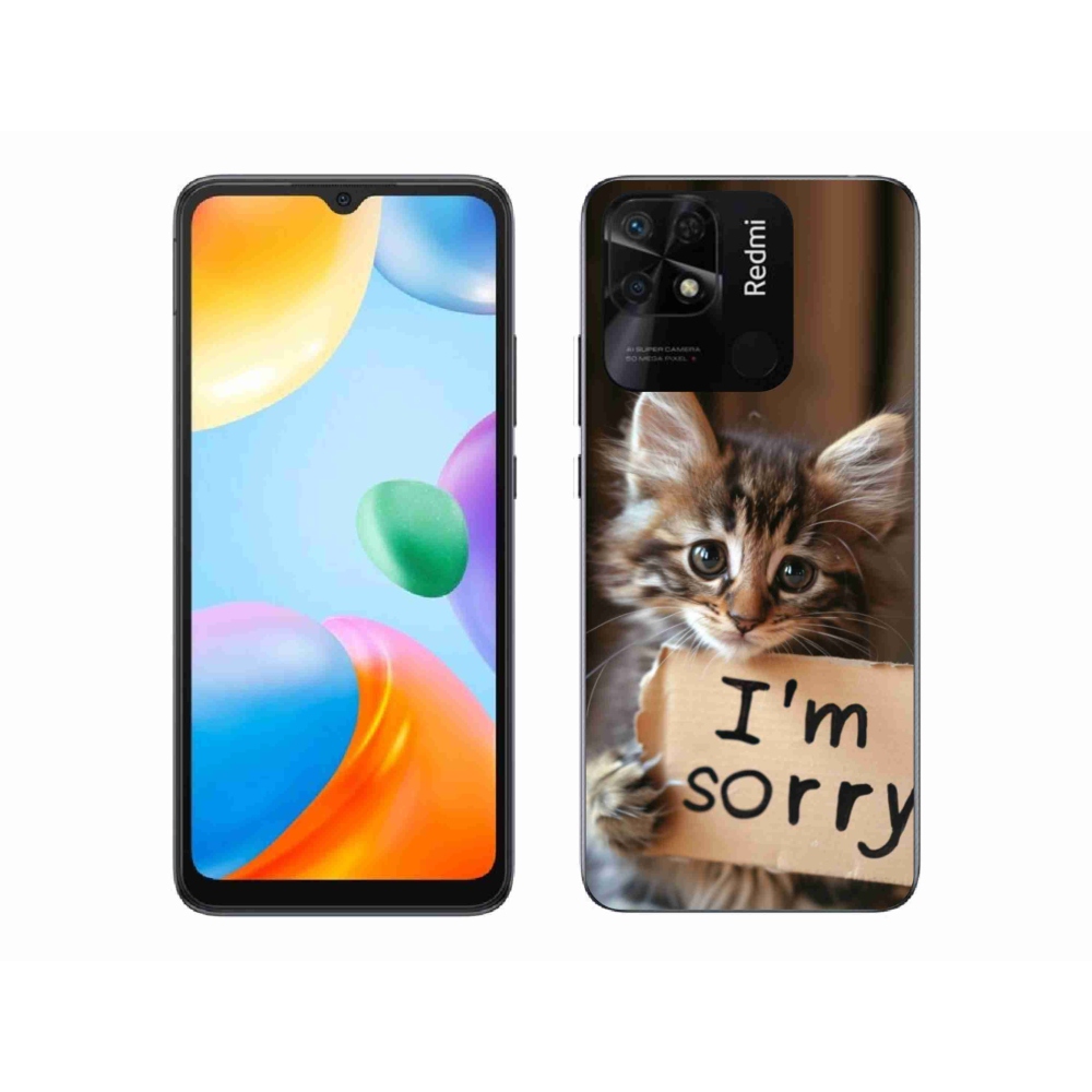 Gél borítás mmCase a Xiaomi Redmi 10C-n - macska bocsánatkérése