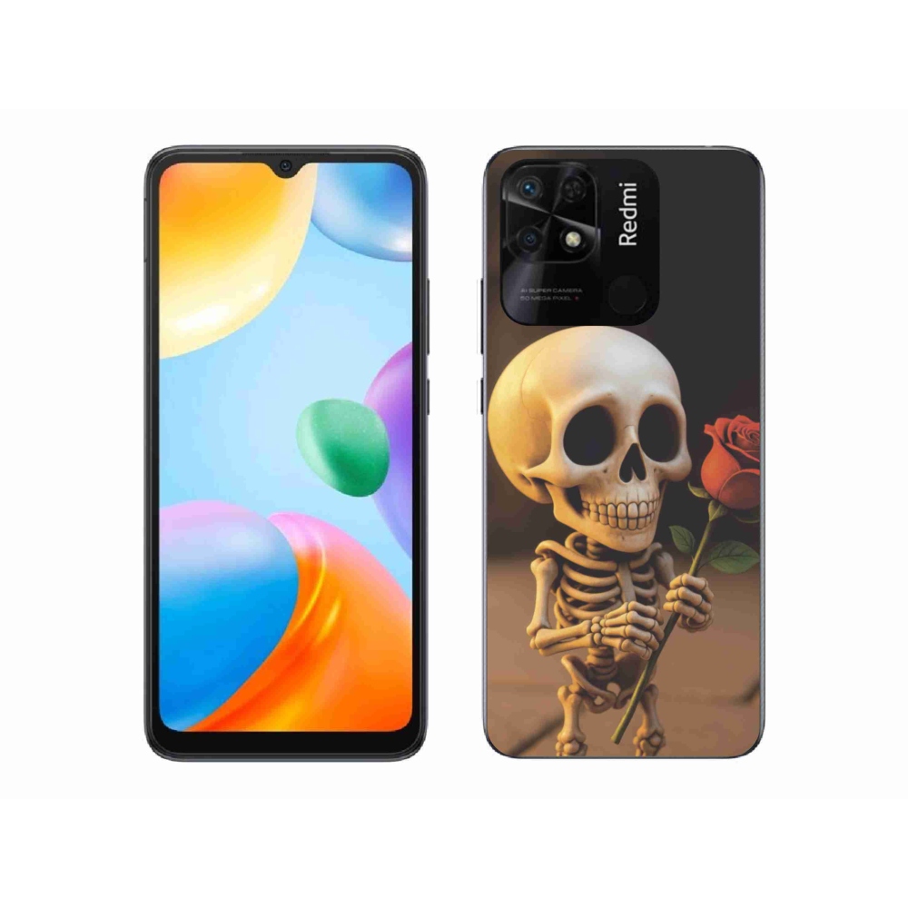 Gél borítás mmCase a Xiaomi Redmi 10C-hez - csontváz rózsával