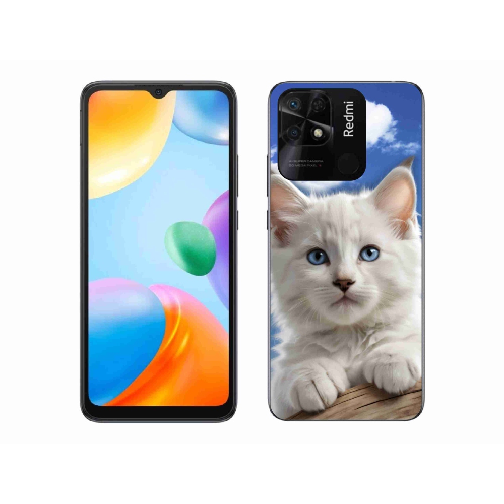 Gél borító mmCase a Xiaomi Redmi 10C-hez - cica és felhők