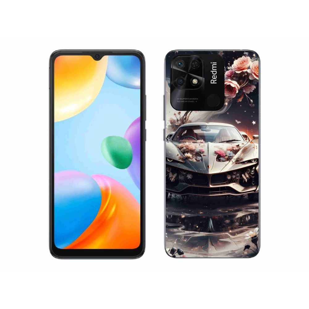 Gél borítás mmCase a Xiaomi Redmi 10C - virágos sportkocsira