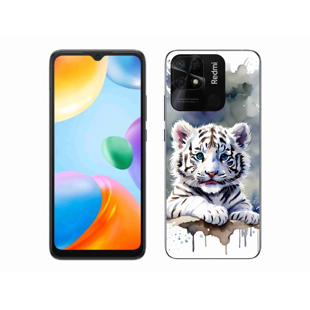 Gél borítás mmCase a Xiaomi Redmi 10C-hez - fehér tigriskölyök