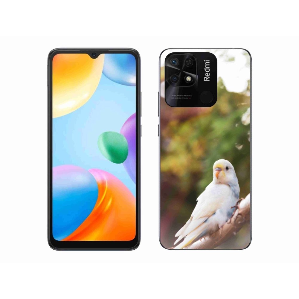 Gél borítás mmCase a Xiaomi Redmi 10C-hez - papagáj és fehér