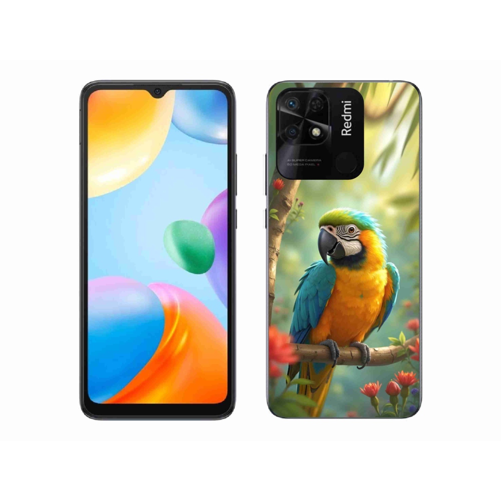 Gél borítás mmCase a Xiaomi Redmi 10C-hez - papagáj ara kék és sárga