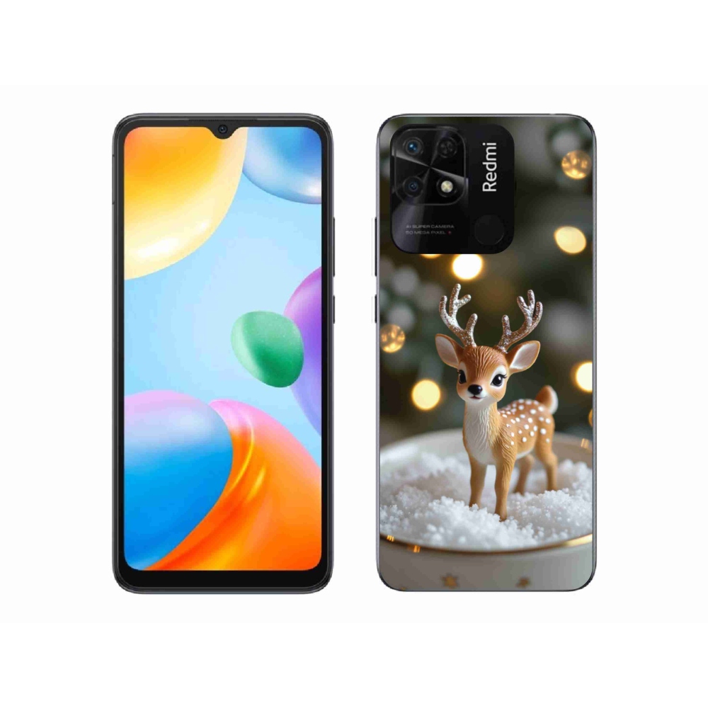 Gél borító mmCase a Xiaomi Redmi 10C-hez - aranyos karácsonyi szarvasok